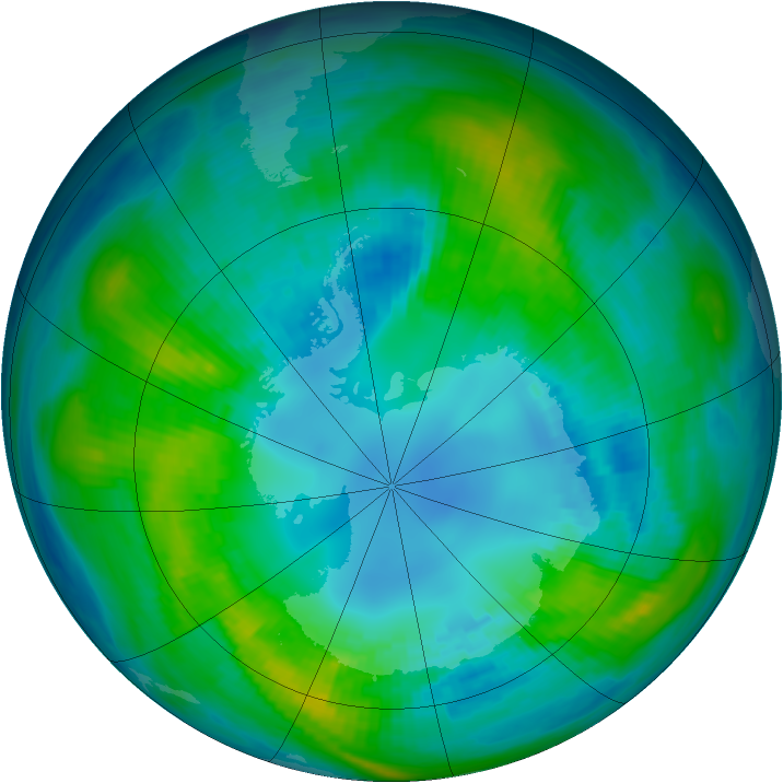 Antarctic ozone map for 22 April 1983